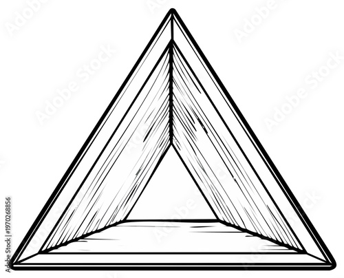 Abstract Geometric Triangle Structure Outline, Stylized Architectural Concept