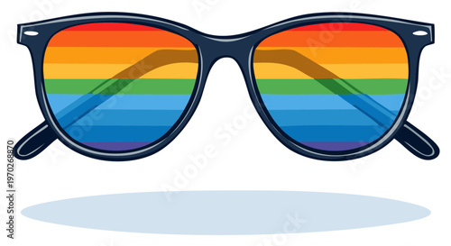 Rainbow Pride Sunglasses Illustration, LGBTQI+ Symbol, Colorful Fashion Accessory
