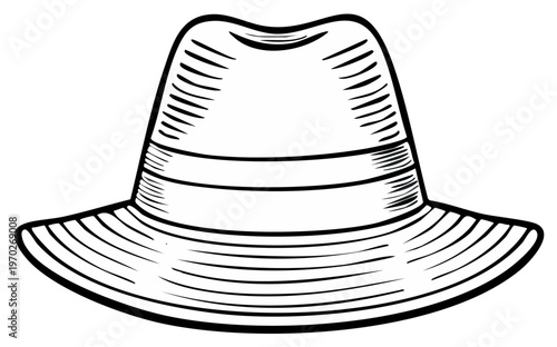 Ink drawing of a fedora hat, classic style.