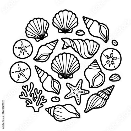 Collection of marine life in a circular arrangement