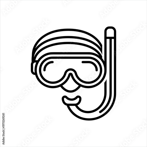 Simple black line art of a snorkel mask and tube