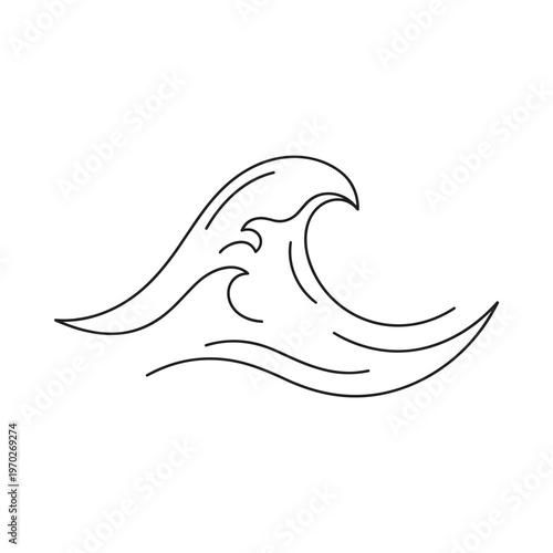 Minimalist black line art wave illustration