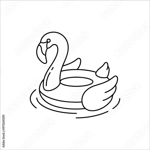 Minimalist line art flamingo pool float on water