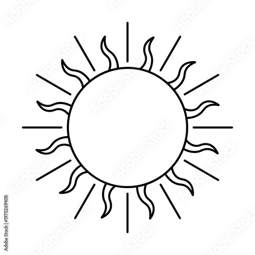 Stylized sun with wavy rays and straight beams