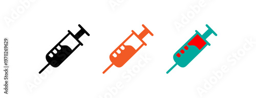 Set of colorful medical syringes for injections and vaccinations