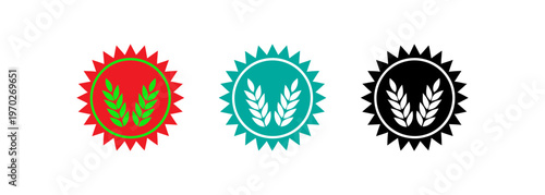 Set of agricultural icons with crops and farming symbols