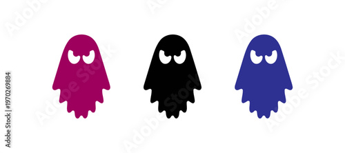 Cartoon ghost characters with angry expressions