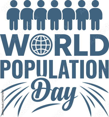 World Population Day People Icons Typography Vector
