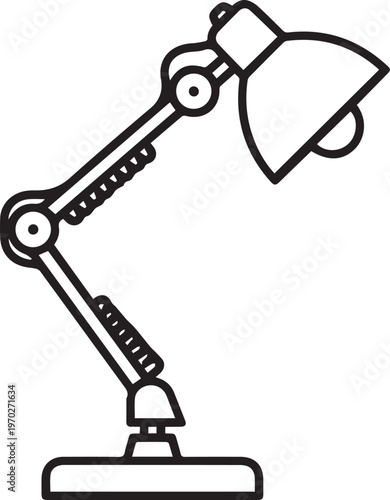 Premium Adjustable Drafting Lamp Vector Icon for Architectural Design, Engineering Blueprints, CAD Workstations, Office Productivity, Technical Illustration, and Professional Studio Layouts