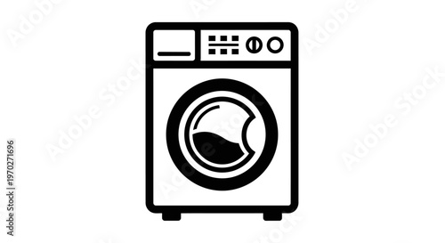Black and white washing machine icon.