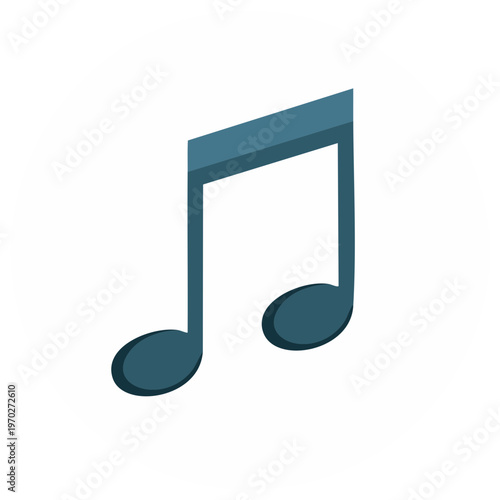 Stylized Musical Note Symbol Simple Graphic on White Background