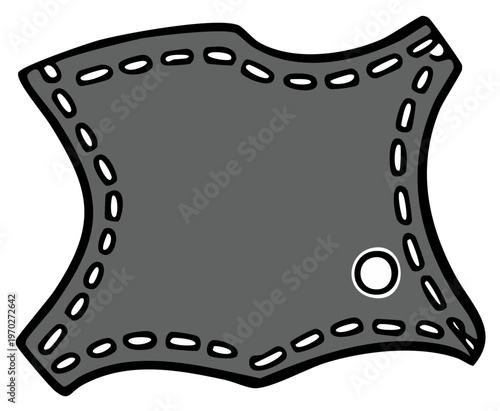 Leather patch with stitch detailing and eyelet emphasizing craftsmanship and style of material object