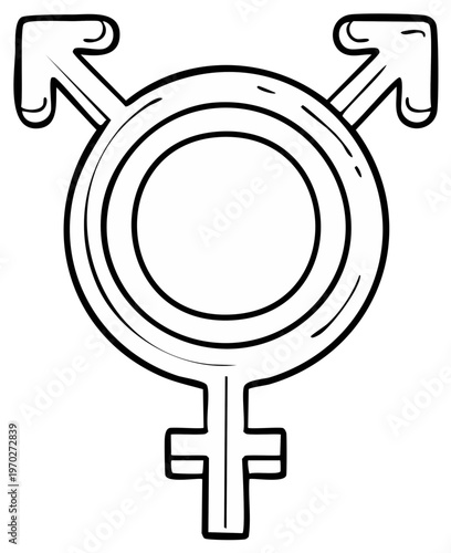 Vector drawing of the transgender gender identity symbol. Awareness, acceptance, inclusion, and equality icon.