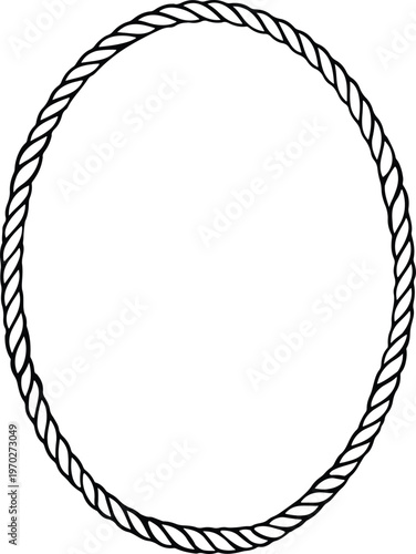 Oval rope frame on the white isolated background.