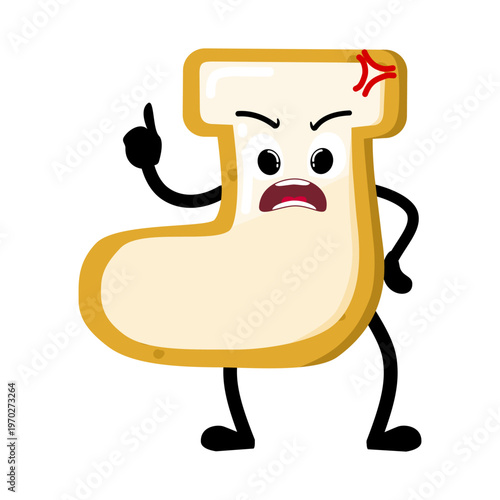 Cute Hand Drawn Angry Sock Shaped Cookie