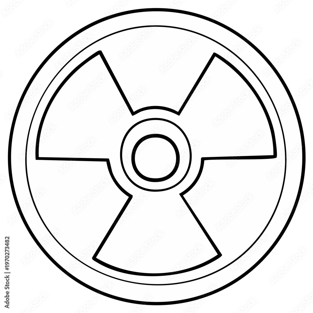 Fototapeta premium Black and White Radiation Hazard Warning Symbol Isolated Round Atomic Sign