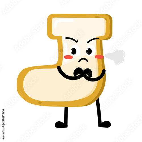 Cute Hand Drawn Annoyed Grumpy Sock Shaped Cookie
