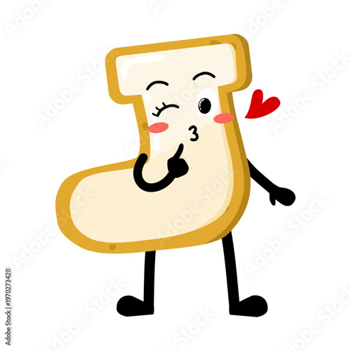 Cute Hand Drawn Flirty Sock Shaped Cookie Blowing A Kiss