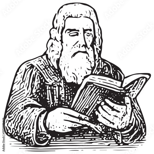 Judge Reading Law Book for Legal Study, Court Decision and Judicial System Knowledge