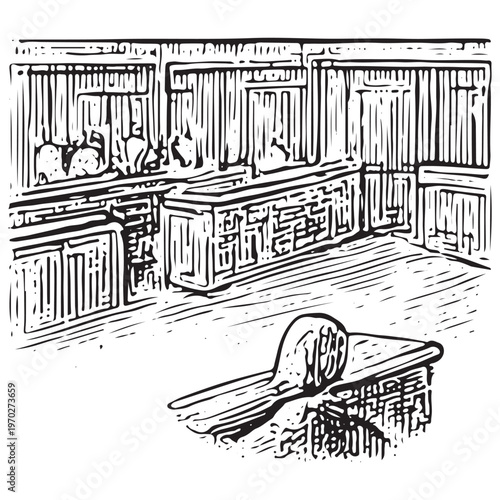 Empty Courtroom Scene with Jury Area for Trial Proceedings and Legal System Environment