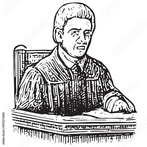 Judge Portrait for Legal Authority, Courtroom Representation and Judicial System Identity