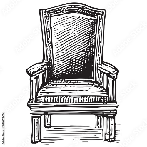 Judge Chair Throne for Courtroom Authority, Legal Power and Justice System Symbol