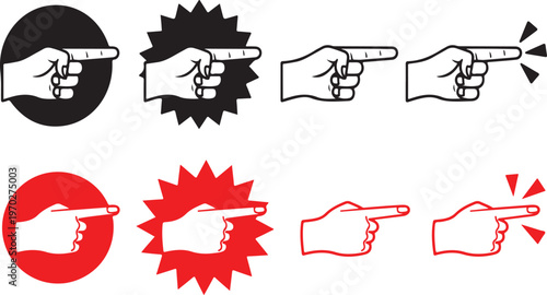 A collection of hand-pointing finger in different styles for your design project, ready for any creative endeavor.