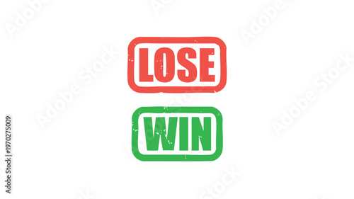 Duality of Outcome: A visual representation of lose and win juxtaposed against each other, highlighting the contrasting results of competition, games, or life's gambles. 