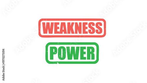 Contrasting Concepts: Weakness and Power: A graphic juxtaposition highlighting two fundamental concepts. The stark contrast between weakness and power is visually represented.