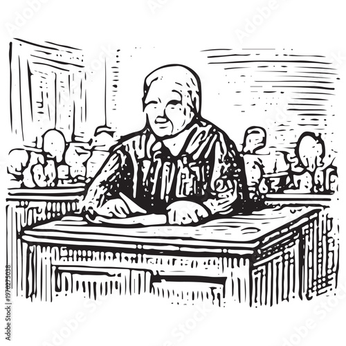 Judge in Courtroom Trial for Legal Decision, Justice System and Judicial Proceedings