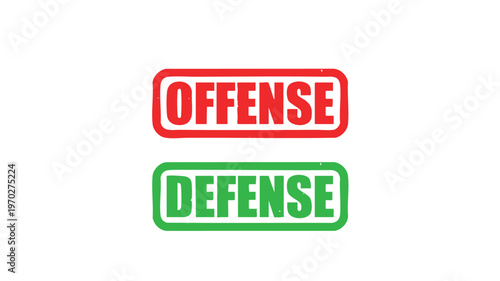 Offense vs. Defense: A symbolic visual representation of the fundamental dynamics of offense and defense, depicted through clear text labels.