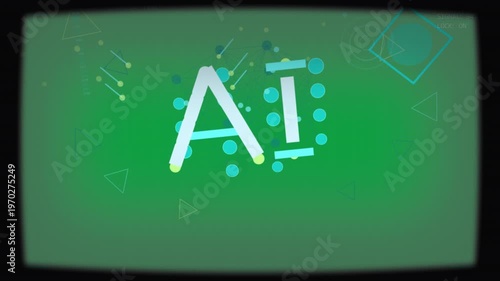 Vertical video: Animating AI logo dots filling nodes forming and lines glowing for activation on UI