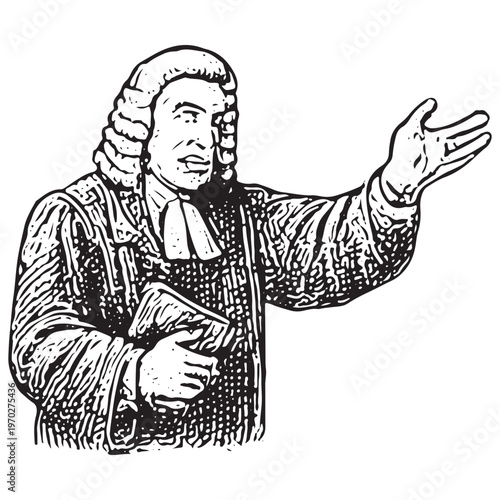 Judge Speaking in Courtroom for Trial Argument, Legal Proceedings and Justice System