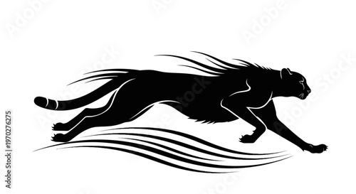 Dynamic Black Panther Silhouette Running with Speed Trails.
