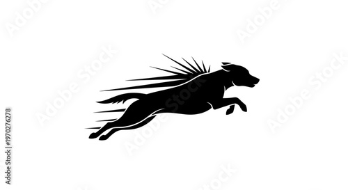 Dynamic Black Silhouette of a Leaping Dog with Motion Trails.