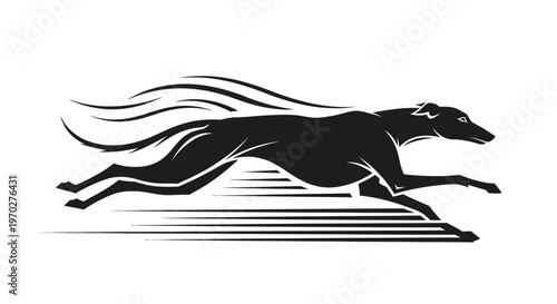 Dynamic Silhouette of a Running Greyhound.