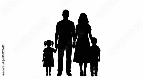 Family silhouette on white background.