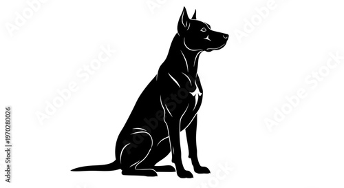 Majestic Black Dog Silhouette Sitting Gracefully.