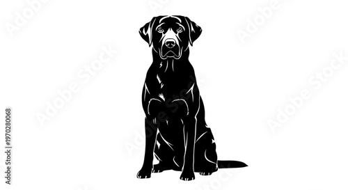Majestic Black Labrador Retriever Sitting Gracefully.