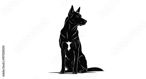 Majestic German Shepherd dog silhouette sitting alertly.