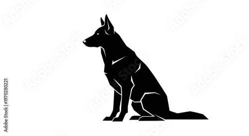 Majestic German Shepherd Dog Silhouette Sitting Attentively.