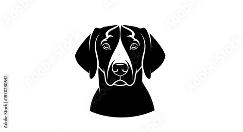 Stylized Black and White Vector Illustration of a Dogs Head.