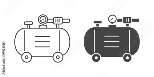 Air compressor vector illustration logo template pack, modern industrial equipment design