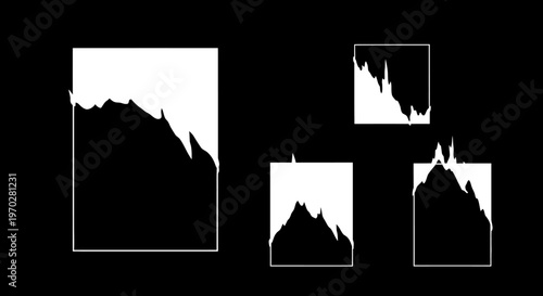 Abstract black and white graphic design with jagged edges, creating a striking visual contrast.