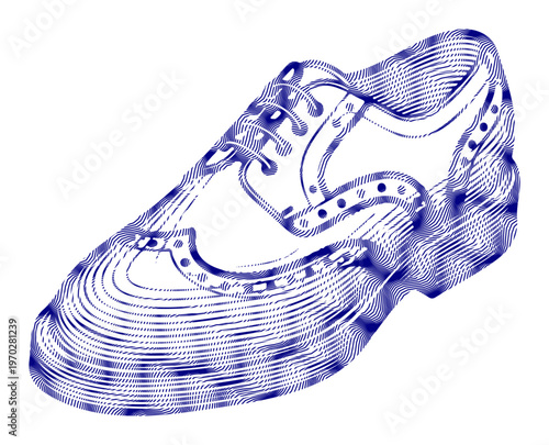 Classic brogue shoe illustration with intricate line art detail