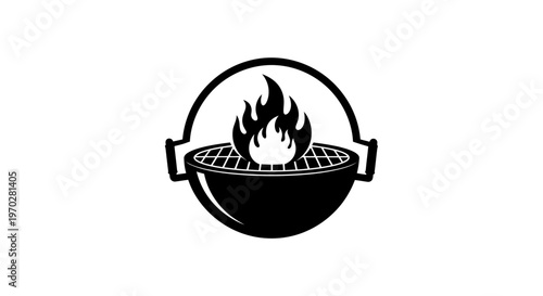Grill with Flames Logo Design.