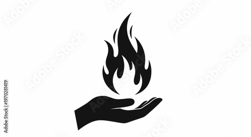 Hand holding a flame, symbolizing passion and energy.