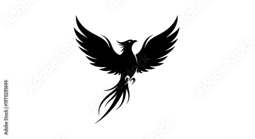 Majestic Phoenix Rising Mythical Bird Silhouette.