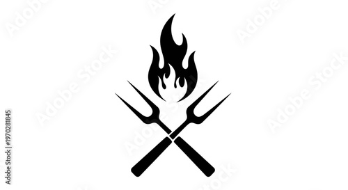 Crossed barbecue forks with flame icon.