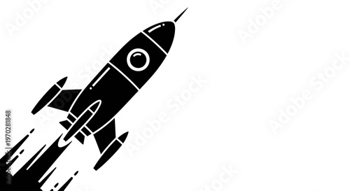 Rocket Launching into Space with Trail.